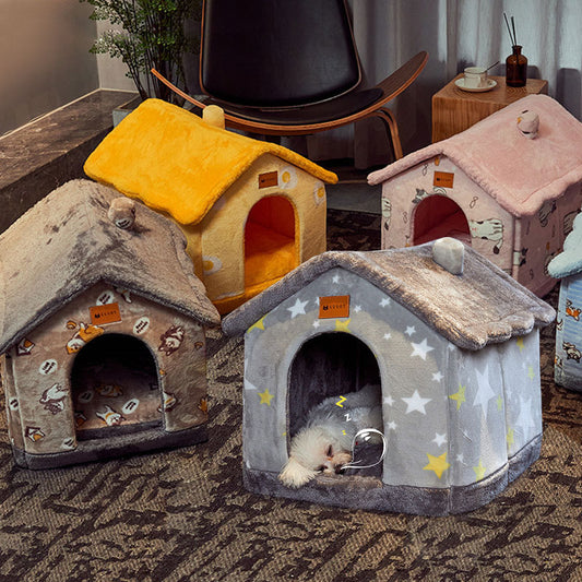 Foldable Dog House Pet Cat Bed Winter