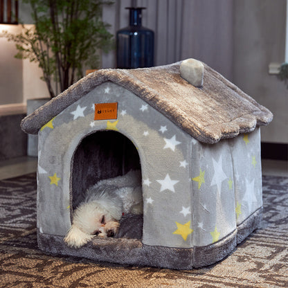 Foldable Dog House Pet Cat Bed Winter